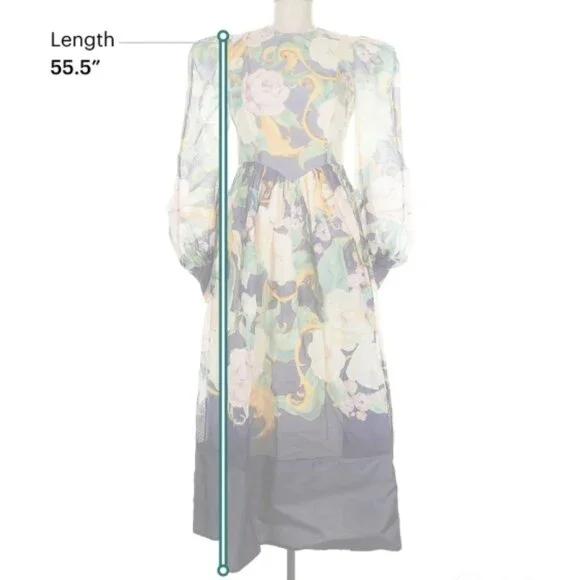 Leo Lin Jordana long Balloon Sleeve Organza Gown (VERY LOVELY) silk/linen dress - Picture 7 of 11